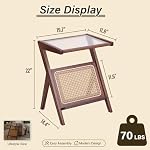 Tiita Large Brown Rattan Nightstand, Bamboo Side Table with Glass Top - Image 3