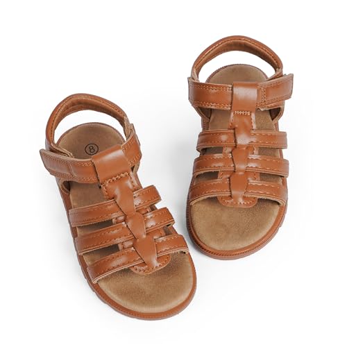 Image of QIY Toddler Girl Sandals Little Kids Summer Dress Shoes Open Toe Flats Princess Sandals for School Beach Party
