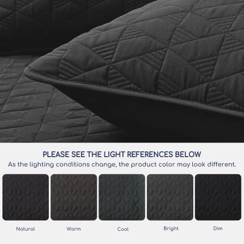 Dreamhood Full/Queen Quilt Bedding Set, Black Pattern Polyester Bedspread Set, Lightweight Quilts Breathable Coverlet Set, Ultra Soft For All Season (1 Quilt, 2 Pillow Shams) #TOP3