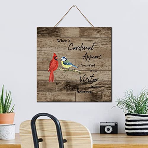 Plaque verticale en bois deuil parents avec message cardinal jardin - 5