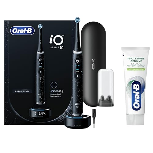 Oral-B Spazzolino Elettrico Ricaricabile iO 10 Nero + 1 Testina, 1 Custodia Da Viaggio ricaricabile,...