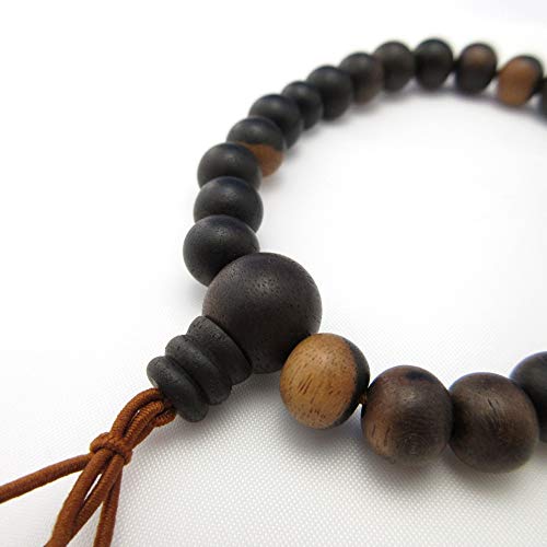 Black Persimmon Wood Bracelet Japanese Kaki Juzu Rosary Prayer Beads Jewel Handmade Kyoto Meditation Chakra Mala Beads (8.0Mm) #TOP1