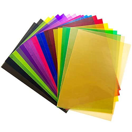 20Pcs Filtros de Colores Transparentes, geles A4, película Cuadrada, superposiciones de Colore de, filtros de iluminación para Estudio fotográfico, iluminación de Escenario, Flash LED, vídeo Cover
