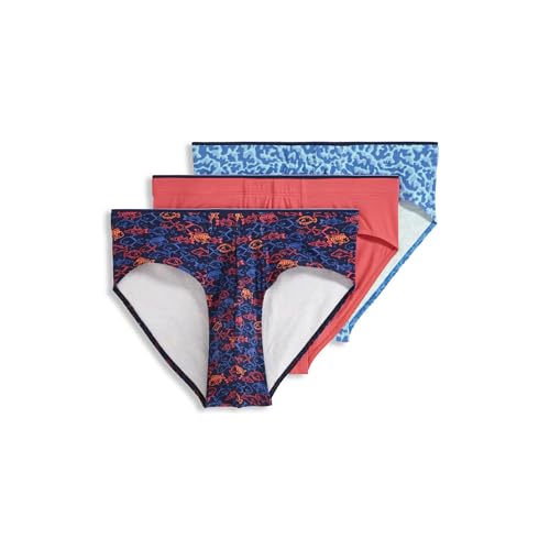 Jockey Men's Underwear True Style Bikini - 3 Pack, Something Fishy/Malibu Red/Ocean Coral, M