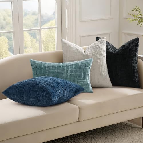 decorUhome Textured Chenille Throw Pillow Covers 20x20 Set of 2 Light Grey by decorUhome - Used condition - Image 6