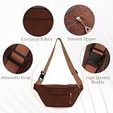 Cord Bauchtasche für Damen und Herren Gürteltasche Damen Verstellbarer Gurt Hüfttasche Bauchtasche Klein Brusttasche Bum Bags aus Cord für Outdoor Sport Laufen (Braun B)