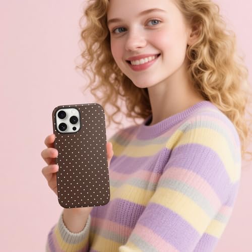 flewfun Magnetic for iPhone 16 Pro Case Cute Polka Dot Phone Case, Shockproof Slim TPU and Hard PC Protective Phone Cover Compatible with MagSafe Designed for Women Girls, Brown by flewfun - Used condition - Image 7