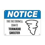 Warning Notice Take Stairwell to Tornado Shelter Sign - Business Aluminum Metal Tin - 12×8Inch