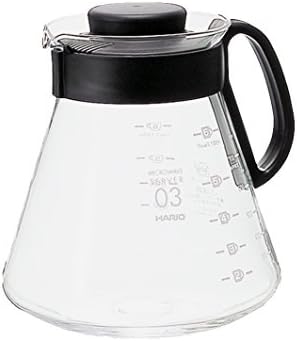 Hario V60 Glass Range Coffee Server Pour Over Carafe Microwave Safe 800mL, Black