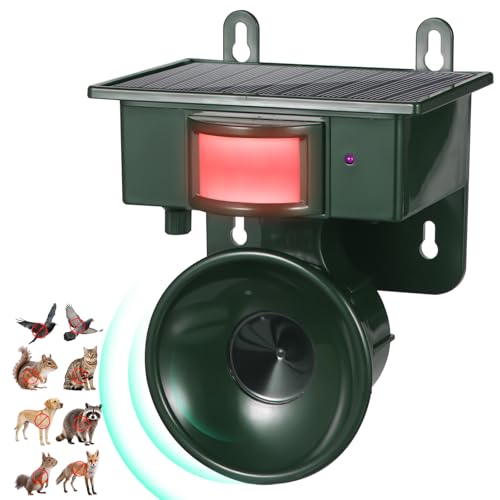 2025 Solar Ultrasonic Bird Repellent Devices Outdoor Bird Deterrents for Outside Cat Repellent Animal Deterrent to Keep Deer Crow Dog Squirrel Raccoon Rabbit Skunk Out of Balconies Yard(1 Pack)