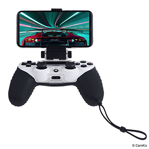 Support de téléphone et Silicone pour contrôleur PS4 - Idéal pour PS4 Remote Play/Jeu Mobile - Angle de Vision réglable - Ajustement Parfait - Confort et Prise Maximum