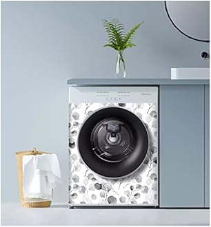 HAOKHOME Peel and Stick Wallpaper Black/Grey/White Eucalyptus Leaf Floral Wall Mural Home Nursery Decor 17.7in x 9.8ft