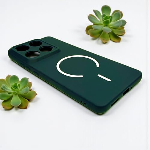 Image of SBMS Silicone Back Cover Case for Motorola Signature | Soft Micro-Fibre Lining Inside | Magsafe Print On Back Side Camera Protection Bump | Shockproof Case Moto Signature (Magsafe Print Small Green)