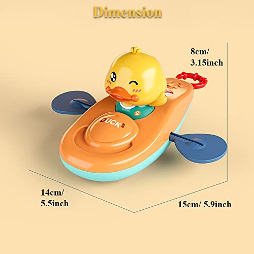 Nextake Pull And Go Kayak Duck Bath Toy, Pull String Kayaking Duck Bathtub Toy Duck Tub Toy Wind-Up Rowing Duckling Water Toy Duck Boat Toy For Boys And Girls (Orange) #TOP6