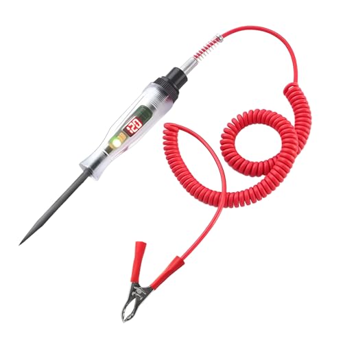 Testeur Electrique Stylo Automobile DC 6V 12V 24V Testeur de Tension avec écran LCD, pince crocodile, fil à ressort, cuir en caoutchouc isolé, Testeur Fusible Voiture Test de Polarité,Lampe