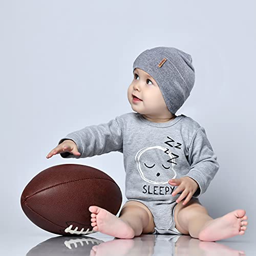 Satinior 4 Pieces Baby Beanies Toddler Beanie Hat For Boys Girls Winter Spring Infant Cozy Hat (Dark Orange, Dark Gray, Black, Beige) #TOP3