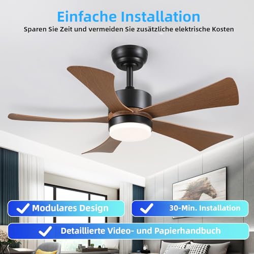 Ventilateur de plafond 104 cm Surtime SUR8905 avec éclairage LED - 6