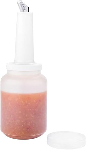 Botella de plástico de 2 cuartos de galón de almacenamiento con boquilla transparente y tapa, botella de almacenamiento de barra, 4 34 pulgadas x 4