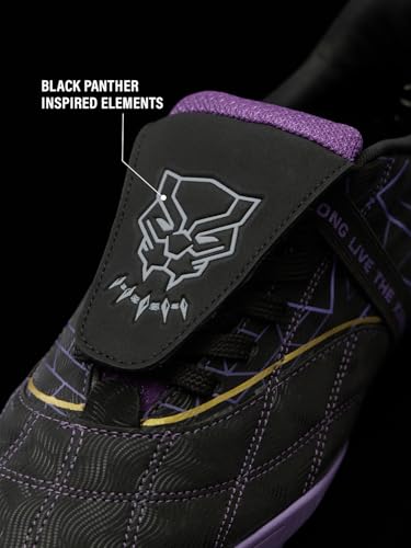 Image of The Souled Store Tactix: Black Panther Edition Men and Boys Low Top Football Studs | Black & Purple Quilted Upper with EVA Midsole, Dual Rubber Grip Outsole & Lace-Up Closure