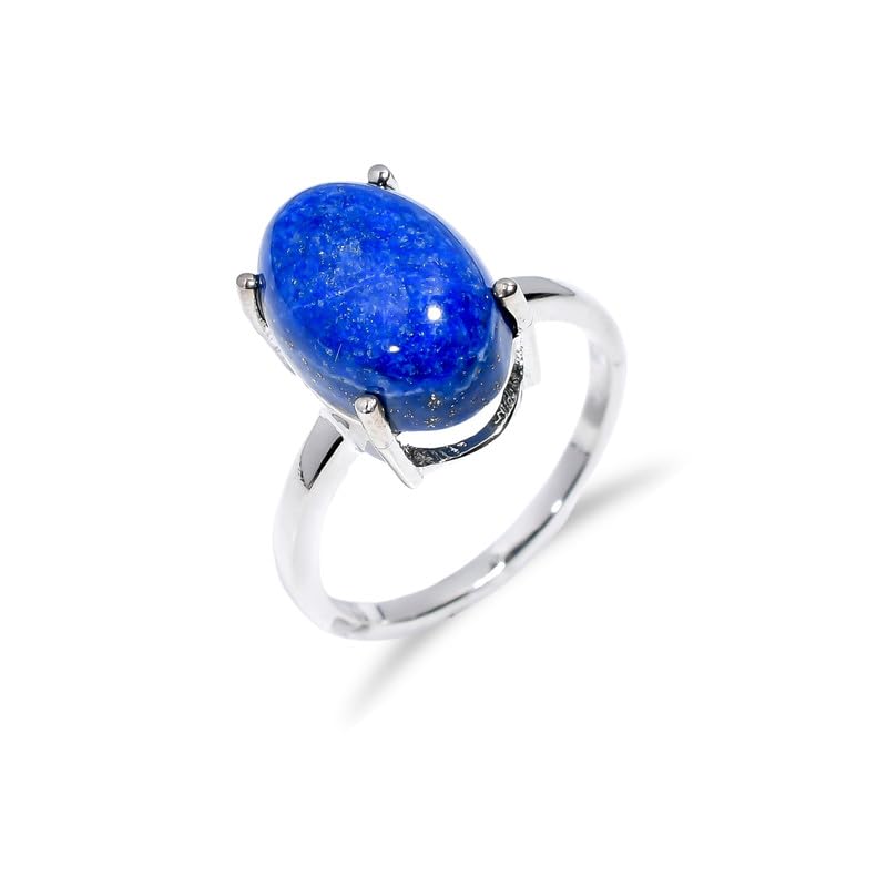 Bague lapis-lazuli argent 925 anti-allergie, bague femme ovale durable
