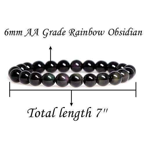 Image of Handmade Gem Semi Precious Gemstone 6mm Round Beads Stretch Bracelet 7 inch Unisex