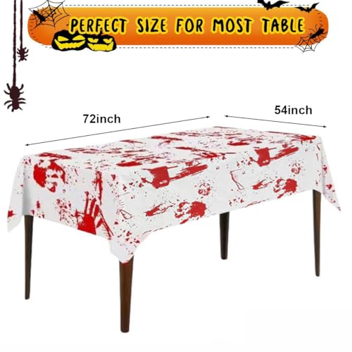 Nappe Halloween sanglante plastique jetable pour déco table horreur
