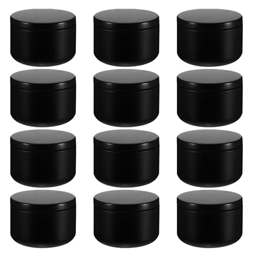 VALICLUD Latas para Velas 12 Unidades 53x37 Mm Tarros Metálicos con Tapa Hermética Color Negro para Hacer Velas y Manualidades Organizador Multiusos Hogar Cocina