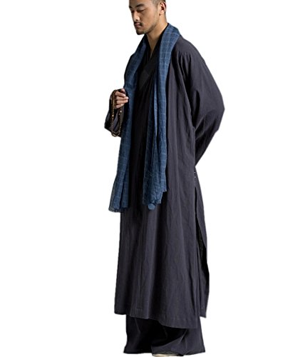 ZanYing Traditional Buddhist Meditation Monk Robe Grey Summer4