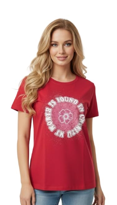 bilbury Women’s Chest Print Top T-Shirts | Regular Fit Cotton Blend Summer Wear | Trendy Casual Printed Tops for Women-picture-55
