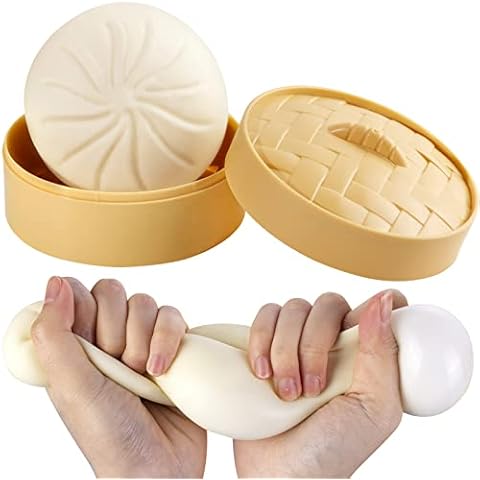 Dumpling Stress Ball, Steamed Stuffed Bun, Stress Relief Squeezing Bun Toys for Halloween Project, Tricking People, Kid Playing Cover