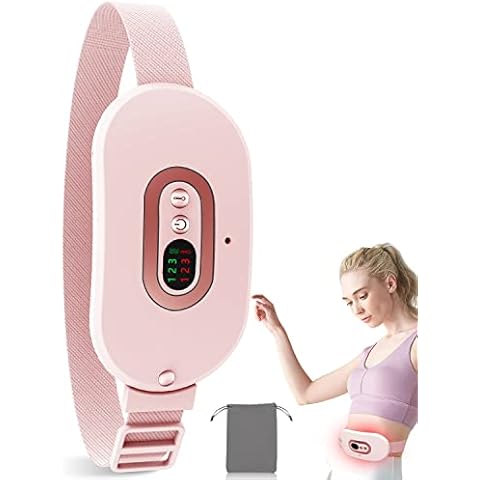 Perioden Wärmegürtel mit Massage-OVIFM Heizkissen Kabellos Elektrisches Menstruations Wärmegürtel mit 3 Heizmodi,USB Heating Pad Period zur Schmerzlinderung während der Rücken, unterleib/Magen Rosa Cover