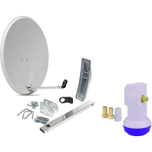 KIT Satellite Complet en Aluminium - 60/65cm Miroir/Disque Anthracite Single LNB - pour 1 récepteur/TV [Dernière Technologie - DVB-S/S2, Full HD, 4K/UHD, 3D].