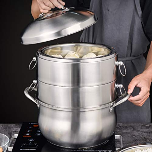 Marmite à soupe à vapeur 3 couches 30 cm en acier renforcé - 7