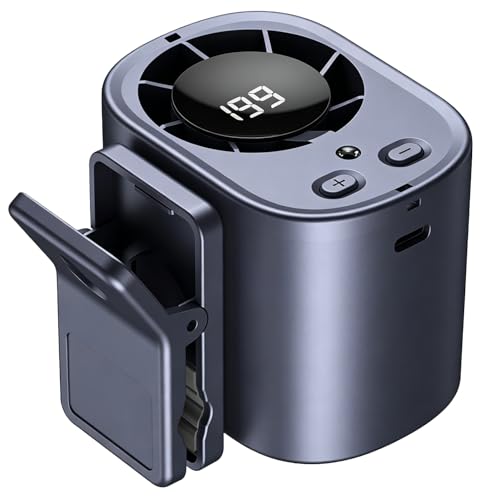 LIBAXIN Car Clip on Fan with LED Display & Night Light 360 Rotatable High Speed Cooling Fan USB Rechargeable Personal Fan Hands-Free Clip Fan for Car Office Camping & Outdoor Summer Use (Grey)