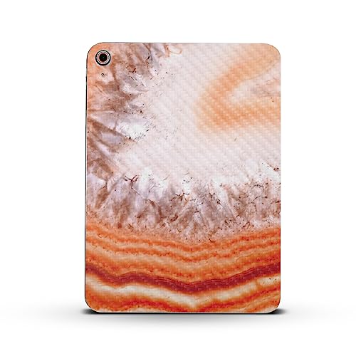 Image of MightySkins Carbon Fiber Skin Compatible with Apple iPad 10.9 inch 10th Gen (2022) Full Wrap Kit - Orange Quartz | Protective, Durable Textured Carbon Fiber Finish | Easy to Apply | Made in The USA