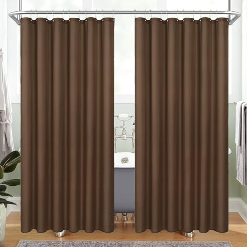 MitoVilla 2 Pack Brown Fabric Shower Curtain Liner - 72" W x 72" H, Simple Shower Curtain or Liner for Modern Neutral Hotel Bathroom Decor, Waterproof Cloth & Machine Washable