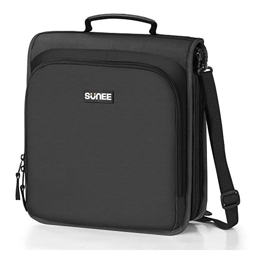 SUNEE Zipper Binder Bag with Shoulder Strap and Laptop Pocket, 3 Inches 3-Ring Organizer Binder for Middle School, Black