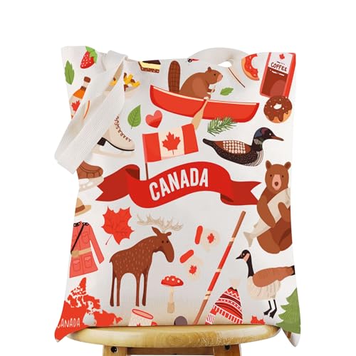 WZMPA Kanada Reise Leinwand Tragetasche Kanada Reise Geschenk Kanada Urlaub Wiederverwendbare Umhängetasche Für Kanada Tourist Reisende, Kanada Tg, Large