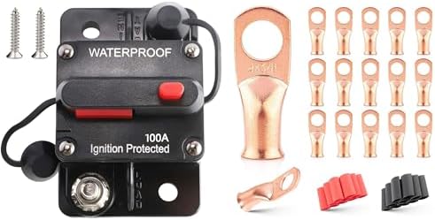 RED WOLF Waterproof 100Amp Circuit Breaker For Boat Trolling Motor Marine ATV Vehicles Stereo Audio Electronic Battery System Inline Fuse