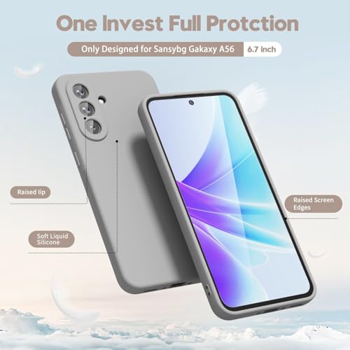 Image of DIZORO Microfiber Candy Case for Samsung A36 5G Smooth Touch Cushion Liquid Soft Silicone Gel Rubber Phone Cases Non-Slip Full Body Protective Shockproof Back Cover (Titanium)