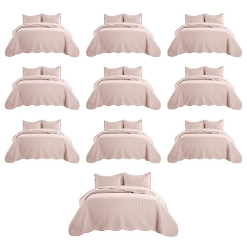MOONLIGHT20015 Queen Quilt Bedding Set, 10 Pack, Baby Pink