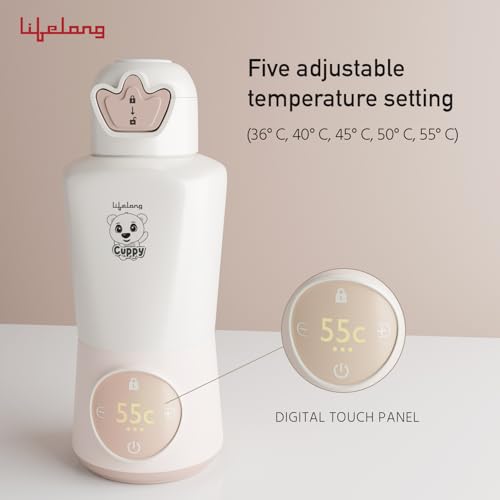 Image of Lifelong Rechargeable Portable Electric Kettle for Hot Water and Milk 450 ml Capacity |High Grade Steel | Travel Friendly | Keep Warm and Multi Heat Settings| 10500 mAh Long Battery Life (LLCPBW12)
