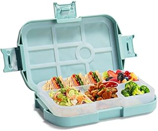 WEAFRICTCH Kids Lunch Box, Bento Box for Kid with 6 Compartments, Food Grade Bento Lunch Box Snack Salad Boxes, 920ml Lunch Container for Adults Kids Kindergarten School Picnic and Travel (Blue)