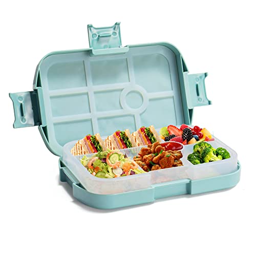 WEAFRICTCH 920ml Lunch Box, Boîte à Déjeuner en Plastique pour Enfant Adulte, Boîte à Repas avec 6 Compartiments, sans BPA, pour Micro-Ondes et Lave-Vaisselle - Khaki (Blue kids lunch box) Cover