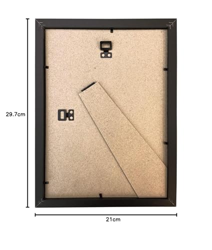 Thin Black A5 Frame Size (14.8 x 21cm), Flat Design Black A5 Picture Frame with Safe Perspex Front & Wall Hanging Hooks (A4 - Image 4