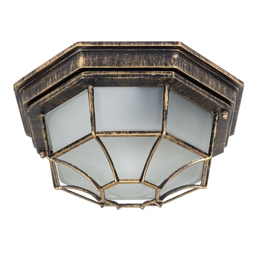 Plafonnier LED extérieur en métal noir avec abat-jour en verre blanc – luminaire avec câble