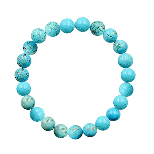 Forziani 8Mm Natural Turquoise Beads Stretch Bracelet - Strength And Protection - High Quality Blue Gemstone Beaded Men Women Unisex Bracelet - Adjustable Size - Made In Usa #TOP3