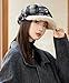 URAWOW Faux Fur Newsboy Cap for Women Visor Plaid Plush Fur Hat Retro Fashion Accessories Winter Hats for Women Black Grey