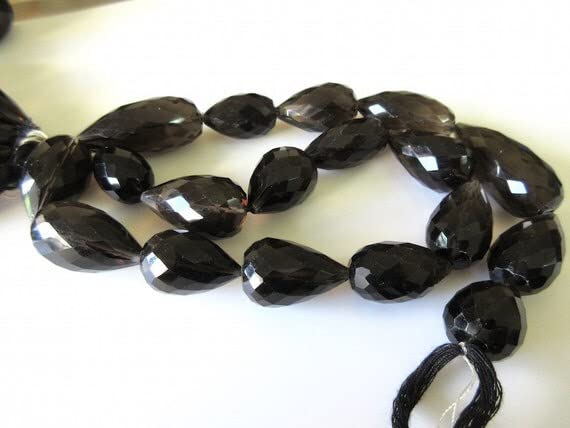 Quartz fumé facetté en fil de perles briolettes pour fabriquer un cadeau unique