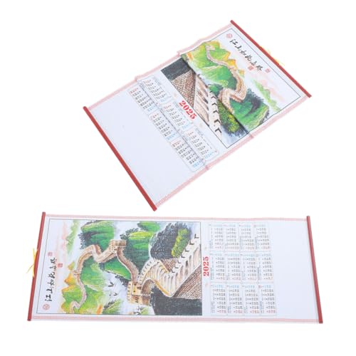 AGFELO 2個年蛇年?藤掛軸カレンダー 伝統風水設計 オフィス壁掛け 年間書き込み可能 視認性文化的装飾